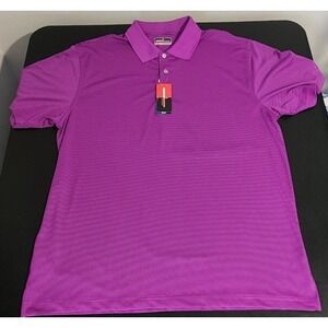 NWT Grand Slam Performance Polo Shirt Men XL Purple Cactus Flower Stripe Golf